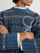 LOEWE - Logo-Intarsia Wool-Blend Sweater - Blue