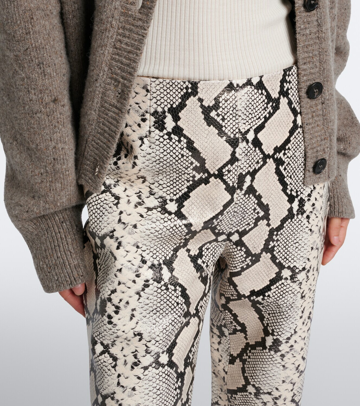 Róhe Snake-effect leather straight pants