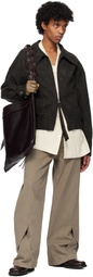 NULLUS Brown & Gray Tie A Knot Jacket
