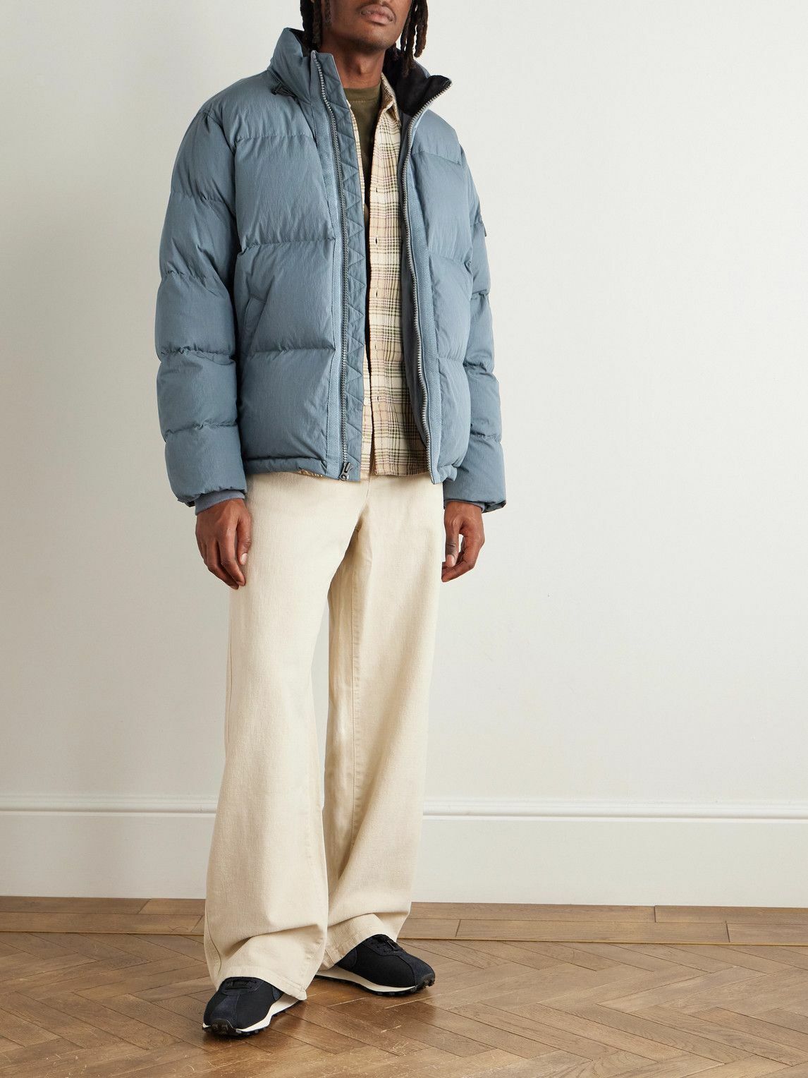 Rag & Bone - Logo-Appliquéd Quilted Cotton-Blend Shell Hooded Down Jacket - Blue