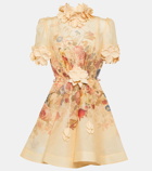 Zimmermann Luminosity floral-appliqué linen and silk minidress