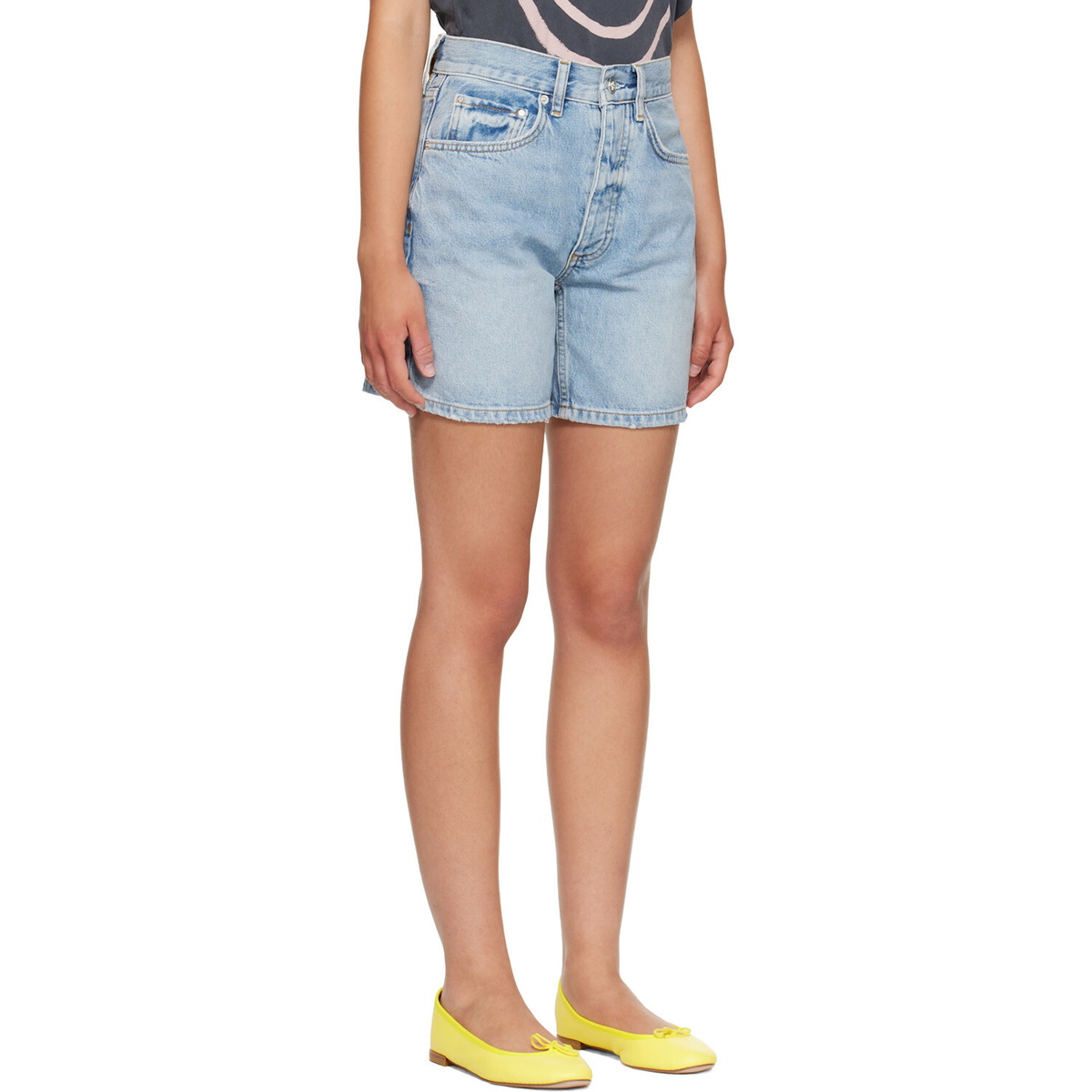 ANINE BING Blue Delaney Denim Shorts