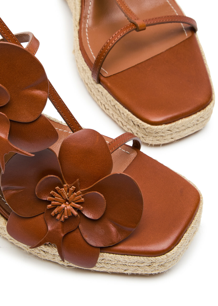 Zimmermann Orchid 110 Leather Wedge Espadrilles Brown