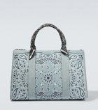 Amiri Bandana-embroidered denim duffel bag