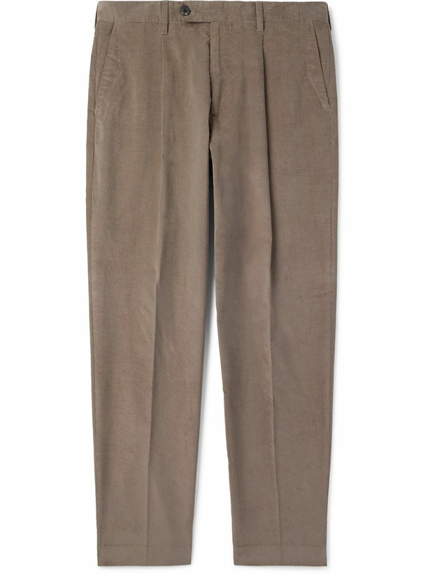 Photo: Paul Smith - Tapered Pleated Cotton-Corduroy Trousers - Brown