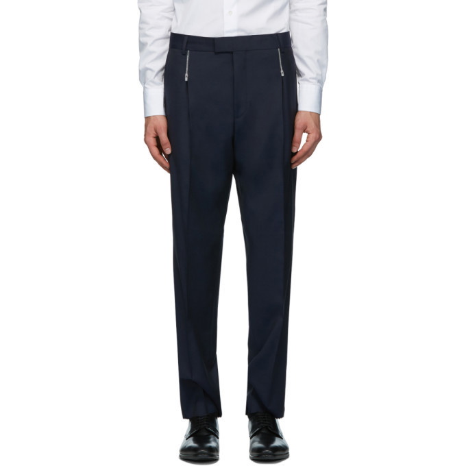 Photo: Hugo Navy Wool Zip Detail Trousers