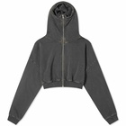 Entire Studios Women's Cropped Full Zip Hoodie in Washed Black