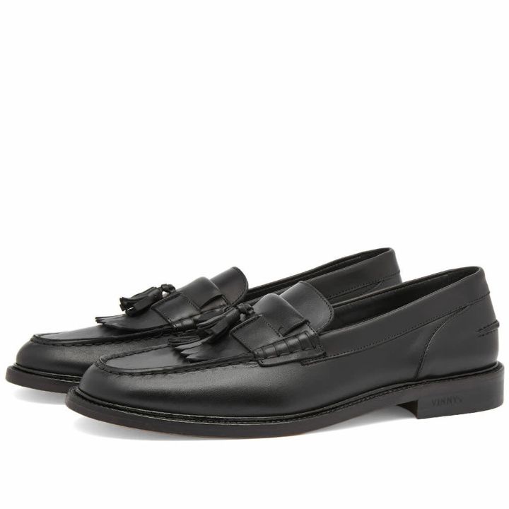 Photo: Vinnys Men's VINNY's Yuppee Tassel Loafer in Black Crust Leather