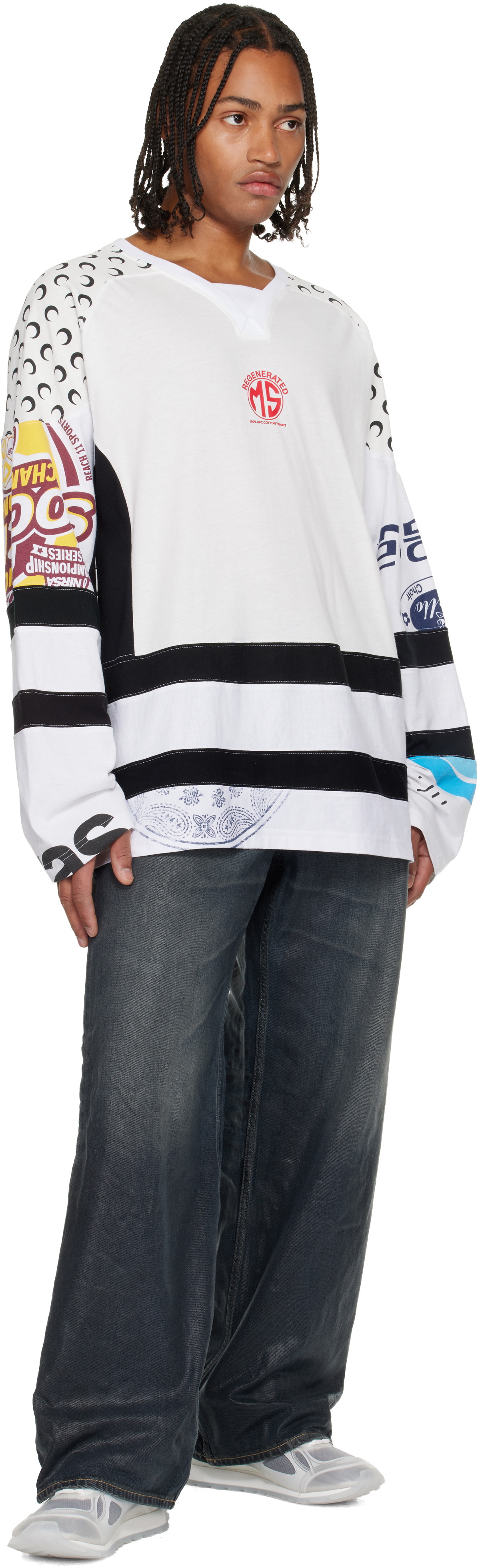 Marine Serre White Regenerated Graphic Jersey T-shirt