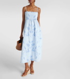 Juliet Dunn Scalloped floral cotton midi dress