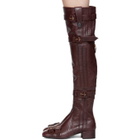 Prada Burgundy Buckle Over-the-Knee Boots