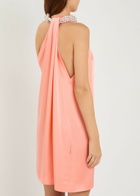 Stella Mccartney Embellished-choker Asymmetric Satin Mini Dress Light Pink