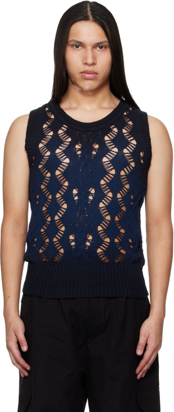 Photo: EGONlab Navy Textured Knit Tank Top