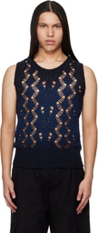 EGONlab Navy Textured Knit Tank Top