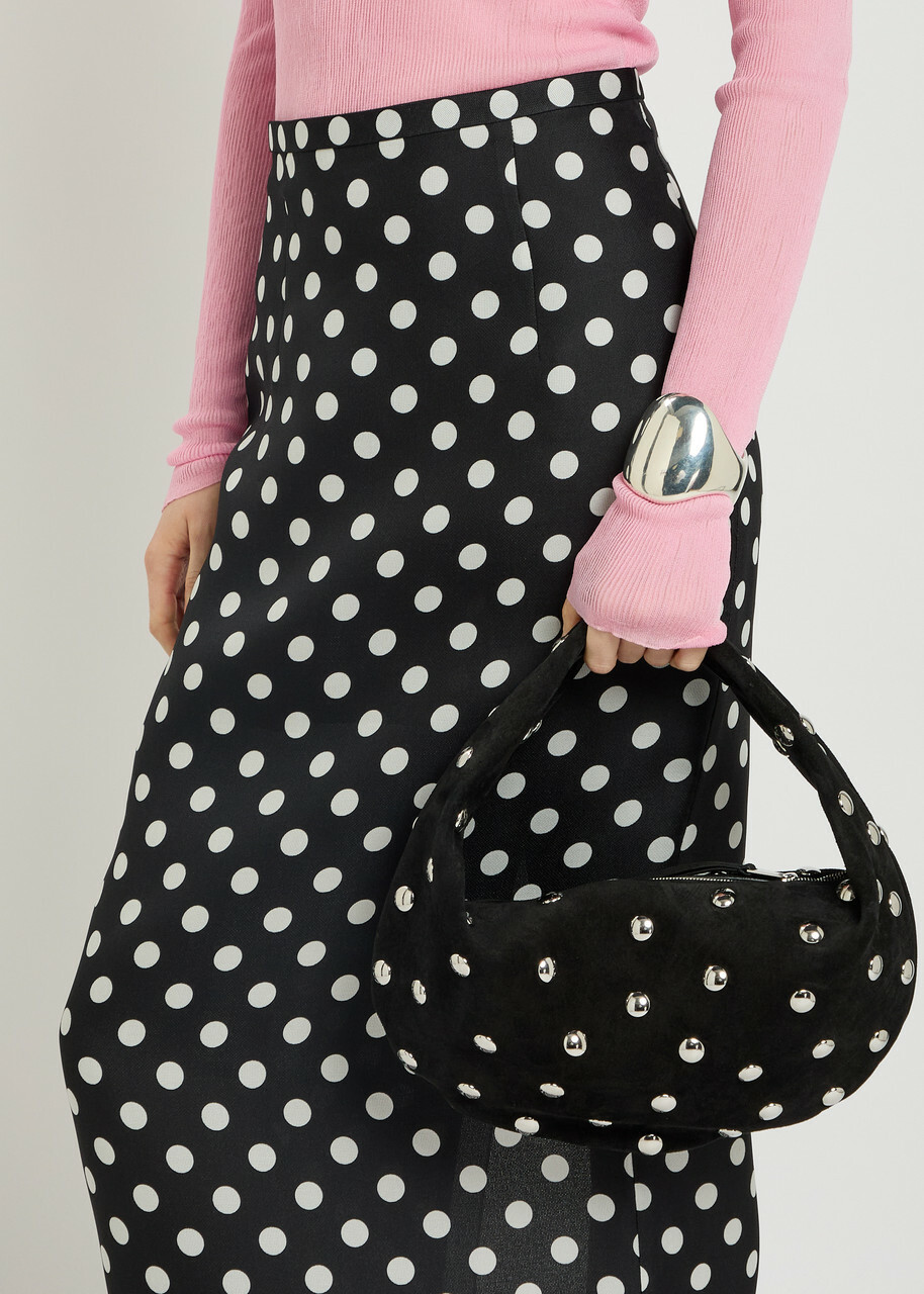 Khaite Winton Polka-dot Silk Midi Skirt Black And White