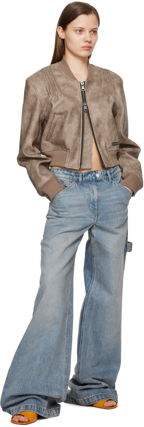 Andersson Bell Brown Tanya Faux-Leather Bomber Jacket