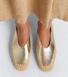 Gabriela Hearst Strength raffia-trimmed metallic leather flats