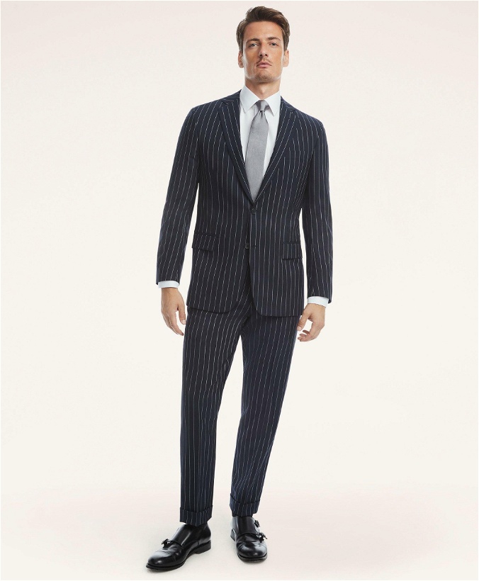 Photo: Brooks Brothers Men's Regent Fit Wool Stripe 1818 Suit | Navy