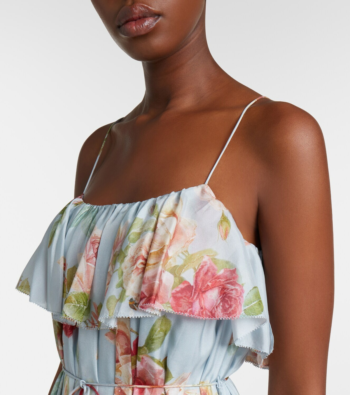 Zimmermann Roselight floral ruffled silk maxi dress
