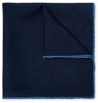 Kingsman - Drake's Wool and Silk-Blend Pocket Square - Navy