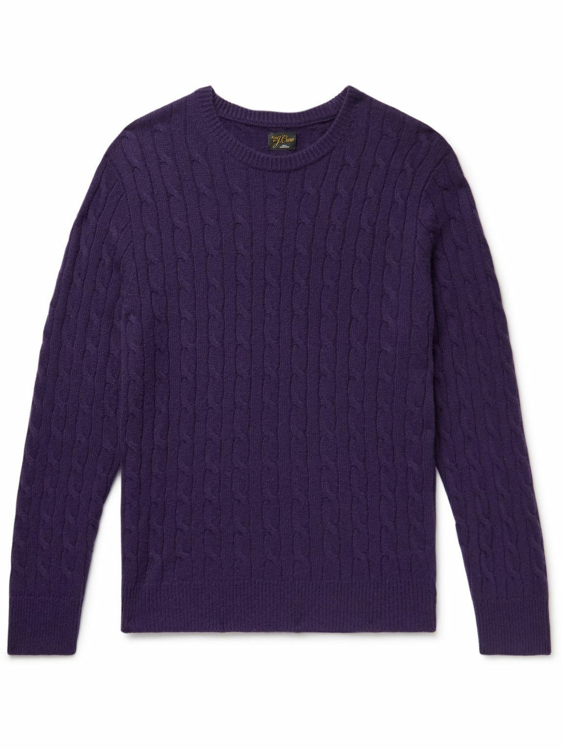 Photo: J.Crew - Slim-Fit Cable-Knit Cashmere Sweater - Purple