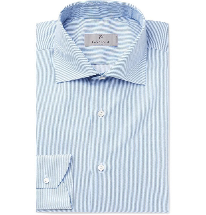 Photo: Canali - Blue Striped Cotton Shirt - Men - Blue
