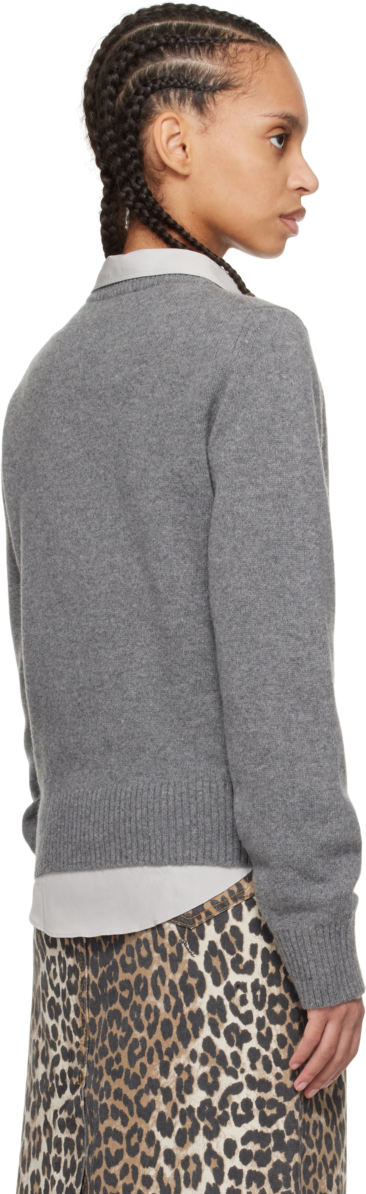 GANNI Gray Graphic Bunny Sweater GANNI