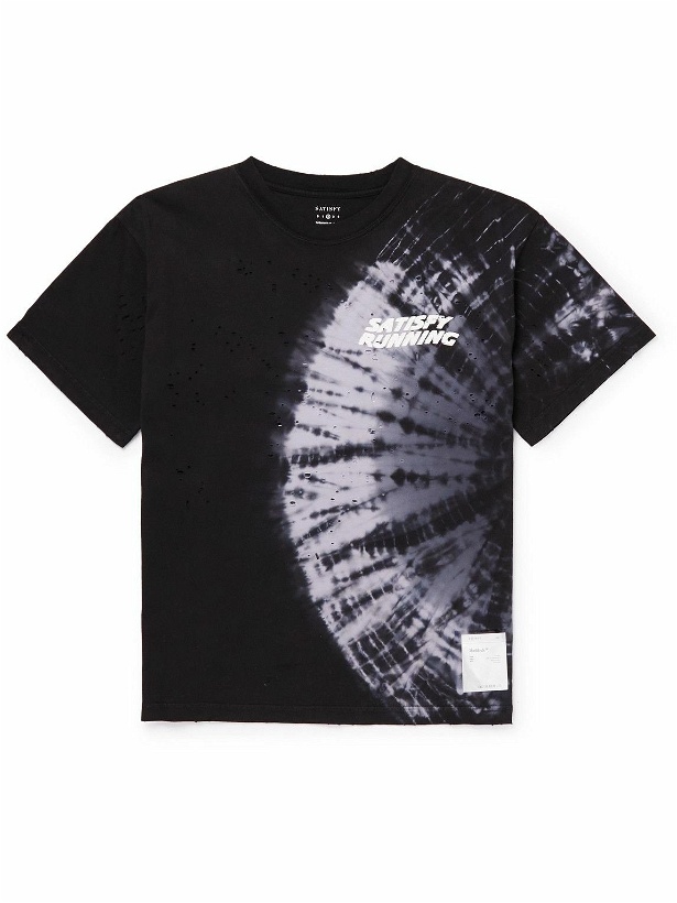 Photo: Satisfy - Distressed Logo-Print MothTech Cotton-Jersey T-Shirt - Black