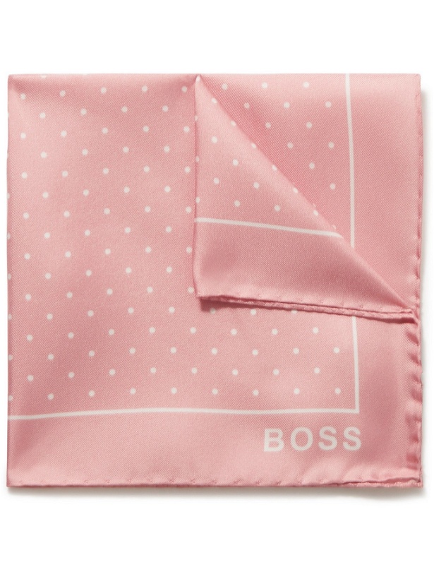 Photo: HUGO BOSS - Polka-Dot Silk-Twill Pocket Square - Pink