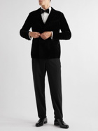 Giorgio Armani - Straight-Leg Striped Velvet-Trimmed Wool Tuxedo Trousers - Black