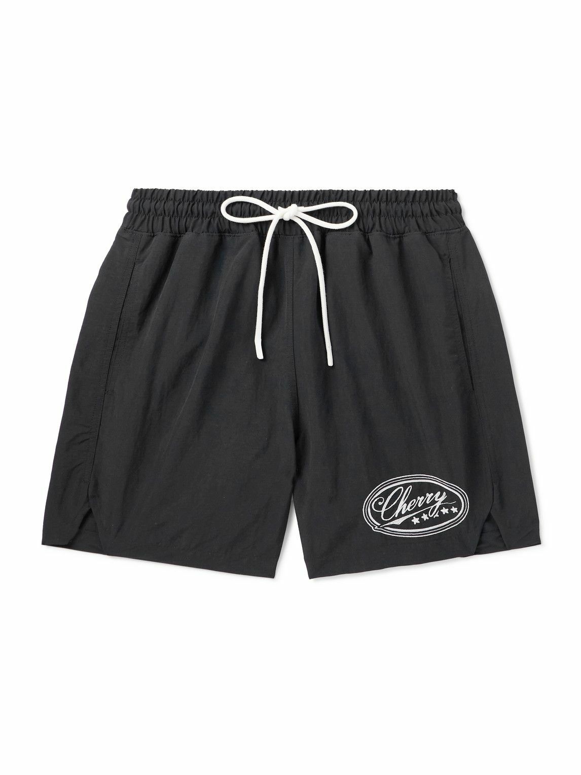 Cherry Los Angeles - Five Star Straight-Leg Mid-Length Logo-Embroidered Shell Swim Shorts - Black