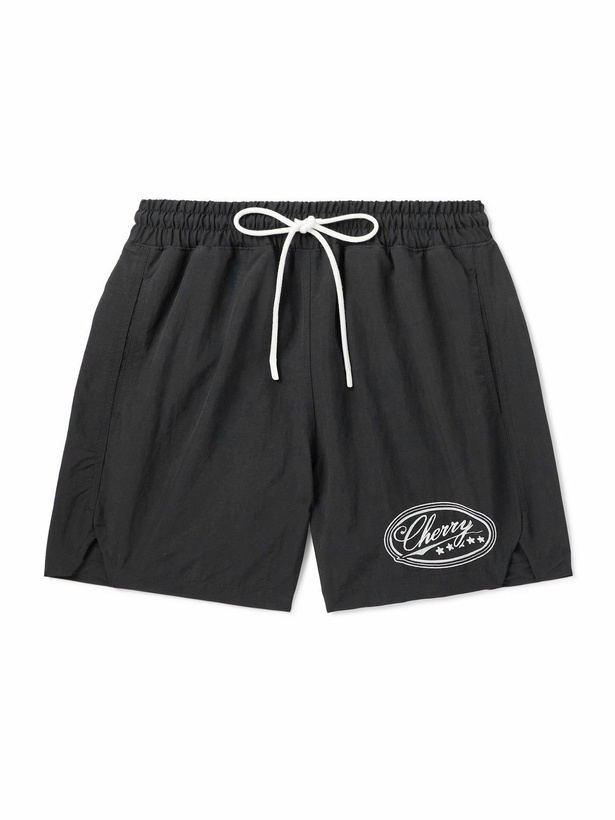 Photo: Cherry Los Angeles - Five Star Straight-Leg Mid-Length Logo-Embroidered Shell Swim Shorts - Black