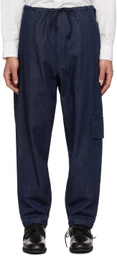 Y's For Men Indigo Drawstring Denim Cargo Pants