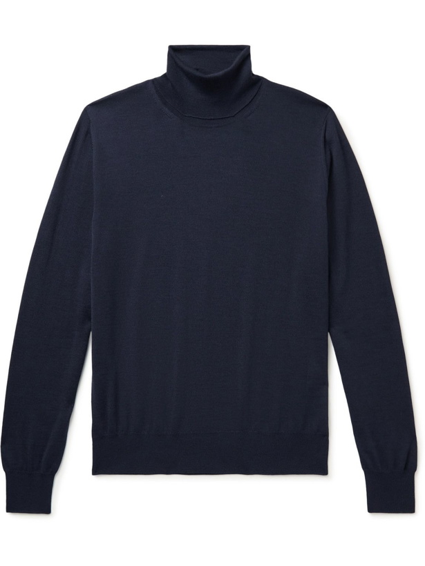 Photo: Canali - Merino Wool Rollneck Sweater - Blue