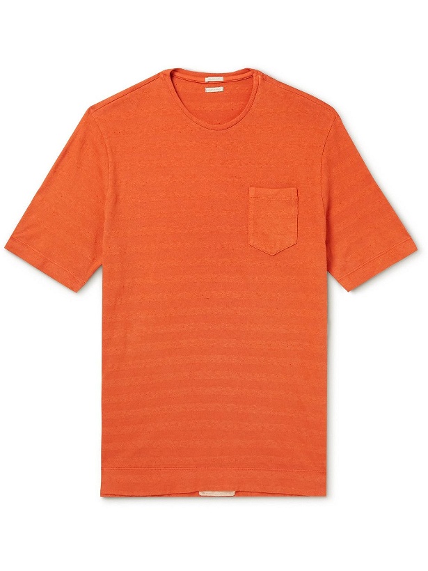 Photo: Massimo Alba - Striped Slub Cotton-Jersey T-Shirt - Orange