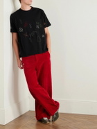 BODE - Field Guide Embroidered Cotton-Jersey T-Shirt - Black