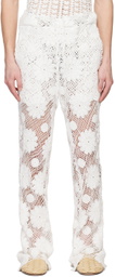 young n sang White Floral Trousers