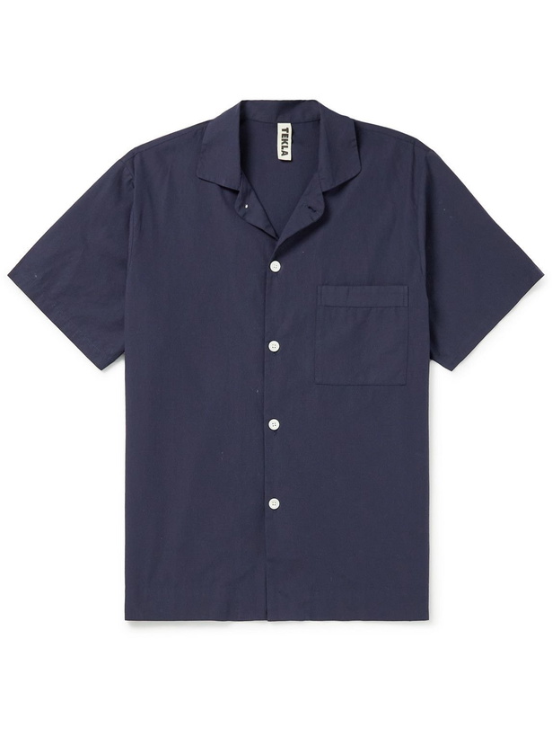 Photo: TEKLA - Organic Cotton-Poplin Pyjama Shirt - Blue