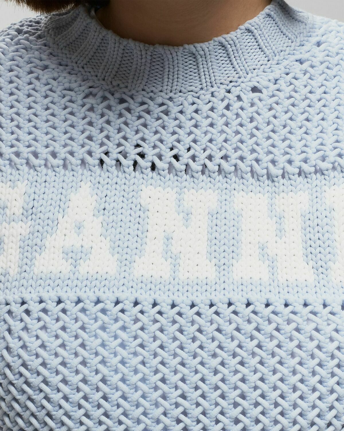Ganni Cotton Rope Vest Blue Vests GANNI