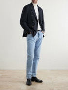 Caruso - Aida Double-Breasted Wool-Basketweave Blazer - Blue