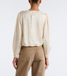 Rixo Tove embroidered floral satin blouse