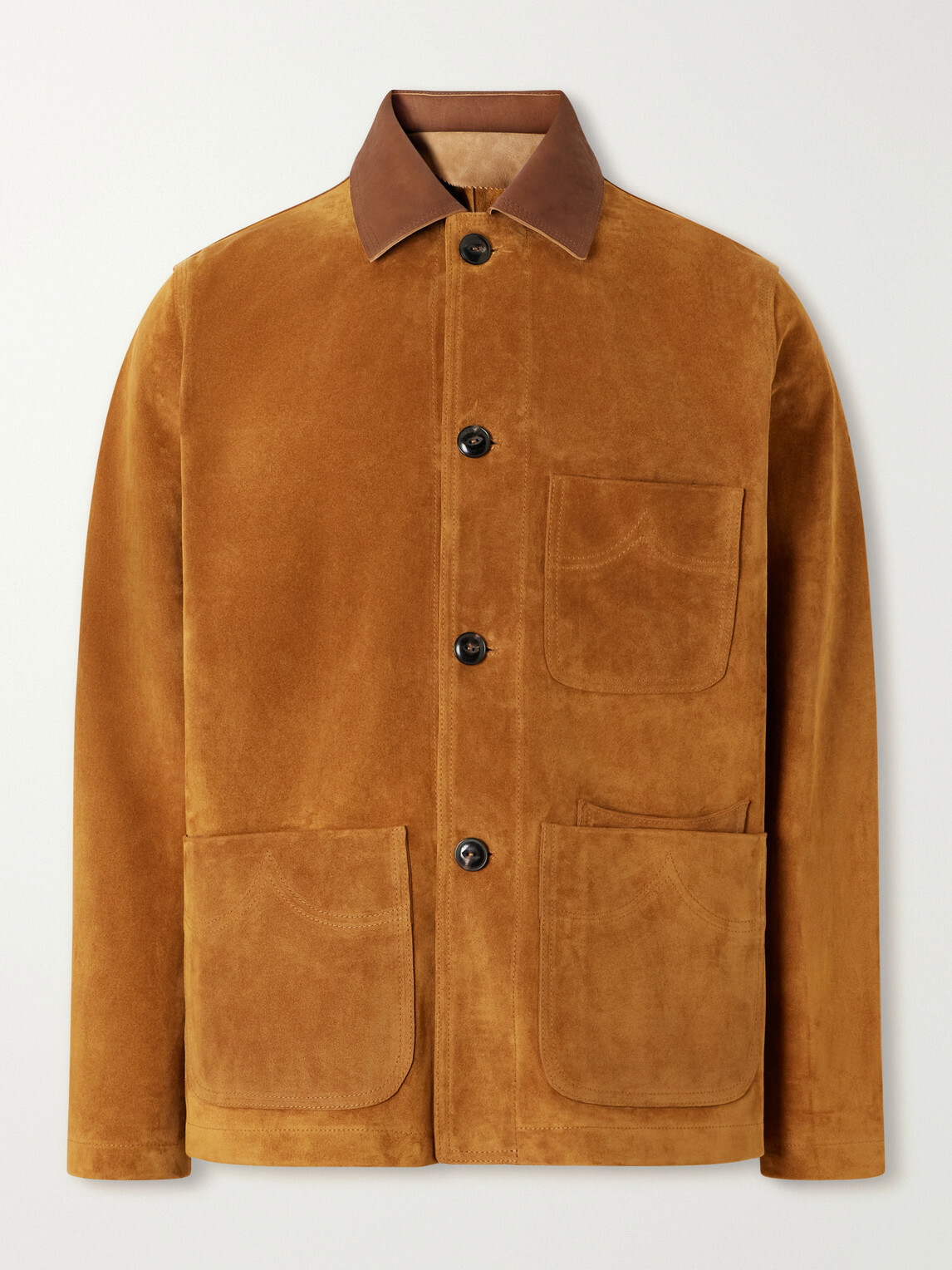 Fortela - Montana Leather-Trimmed Suede Jacket - Brown