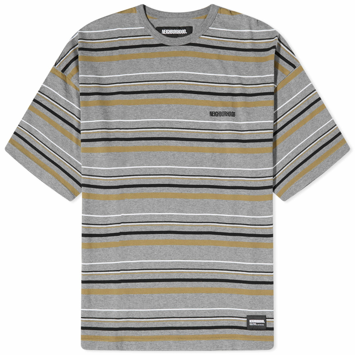 Neighborhood Men's Border Stripe Crew Neck T-Shirt in Grey