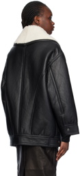 Victoria Beckham Black Shawl Shearling Coat