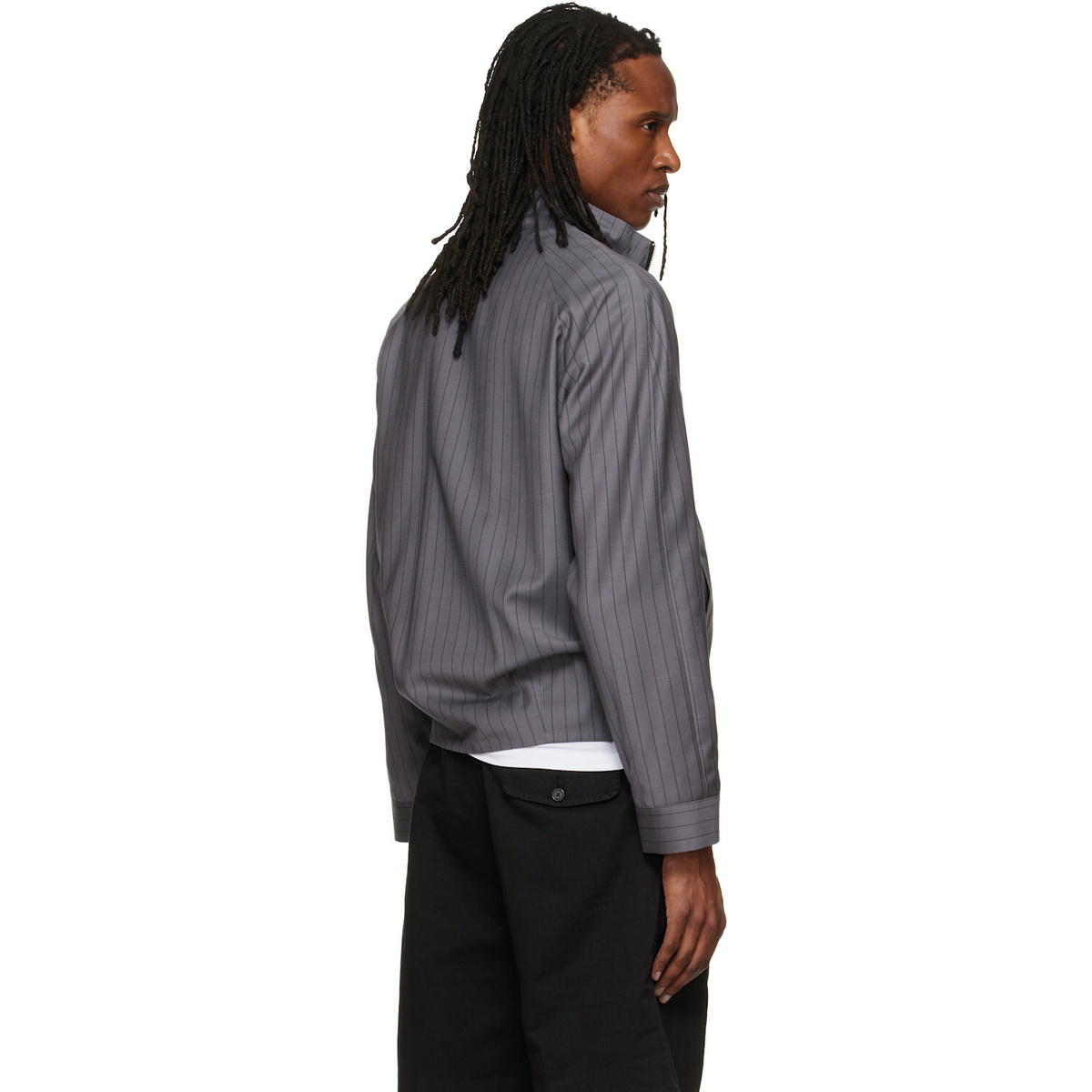 Hugo Gray Slim-Fit Chalk-Stripe Virgin Wool Jacket