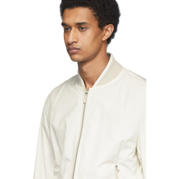 Ermenegildo Zegna White Seersucker Bomber Jacket Ermenegildo Zegna