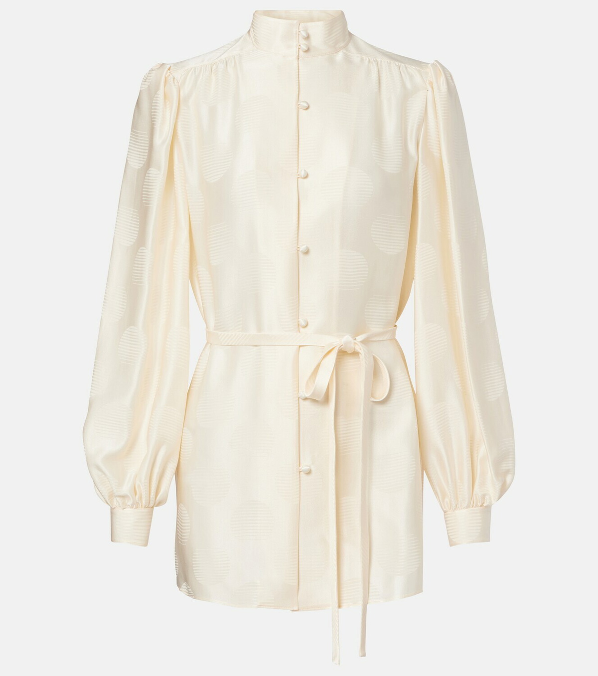 Valentino Belted silk jacquard shirt