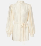 Valentino Belted silk jacquard shirt