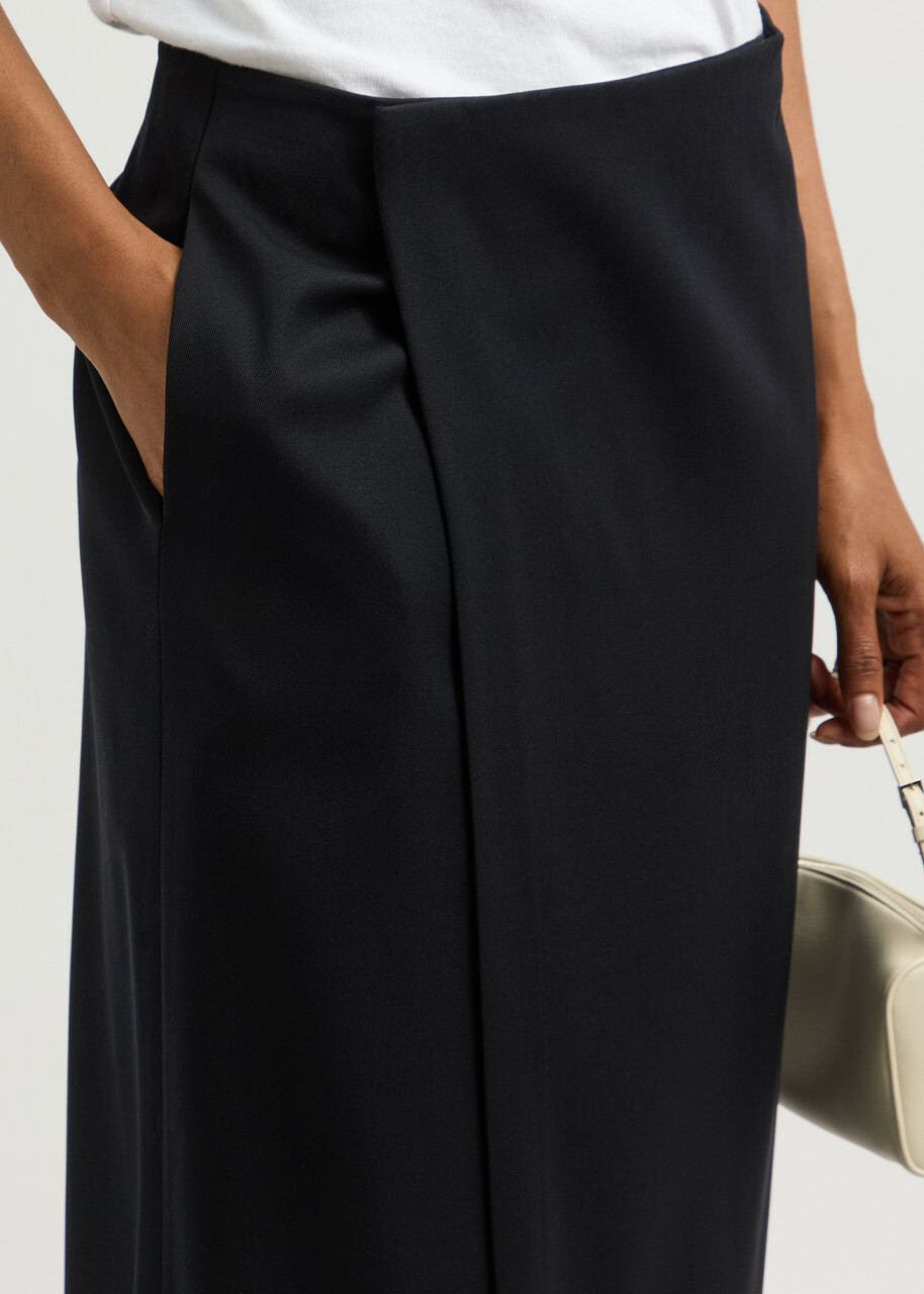 The Row Kavi Wool Midi Wrap Skirt Navy The Row