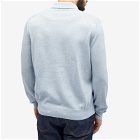 Maison Kitsuné Men's Bold Fox Head Patch Knitted Polo Shirt in Light Blue Melange
